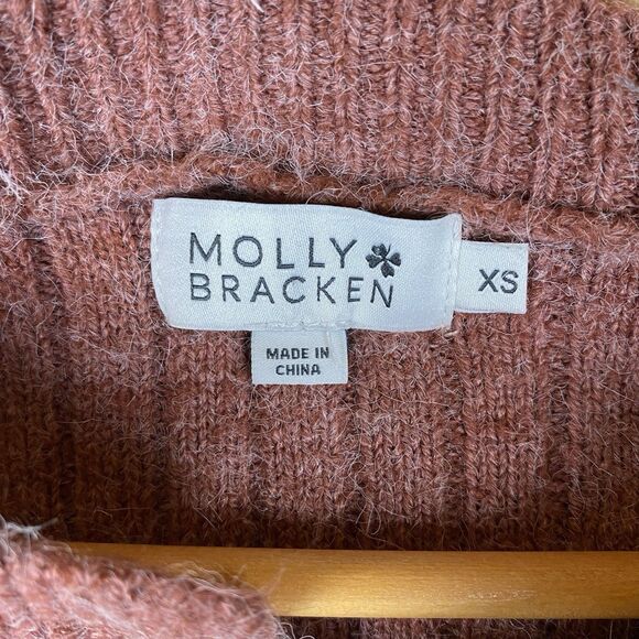 Molly Bracken Oversized Knit Cardigan XS Pink Ribbed Popcorn Bobble Sweater Cozy - Picture 3 of 6